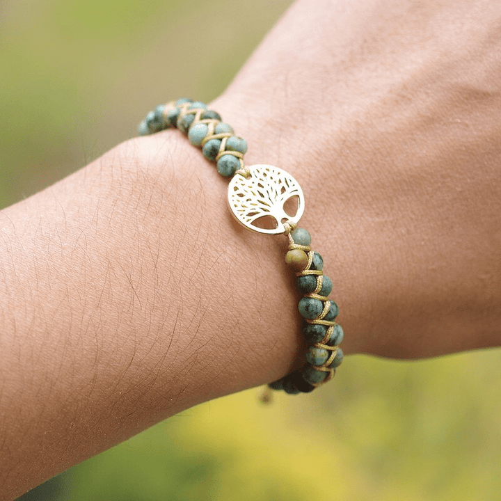 Edelstein-Armband | Jaspis Lebensbaum Stilvoll Handgemacht Langlebig-Luzern Mode