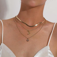 Silberne Kette | Halbmond Lebensbaum Mehrschichtig Stilvoll Trendy Langlebig-Gold-Luzern Mode
