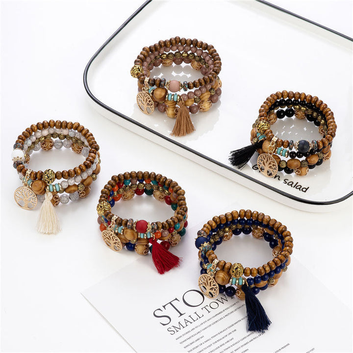 Perlenarmband | Lebensbaum Weiß Stilvoll Boho Handgefertigt Anhänger Perlen-Luzern Mode