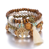 Perlenarmband | Lebensbaum Weiß Stilvoll Boho Handgefertigt Anhänger Perlen-Luzern Mode