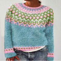 Damen Strickpullover mit Norwegermuster für Wintermode-S-Luzern Mode