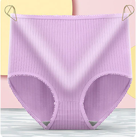 Damenunterwäsche | Leckfrei | 8er-Pack | Hohe Taille | Einfarbig | Farbe-Lila-M-Luzern Mode