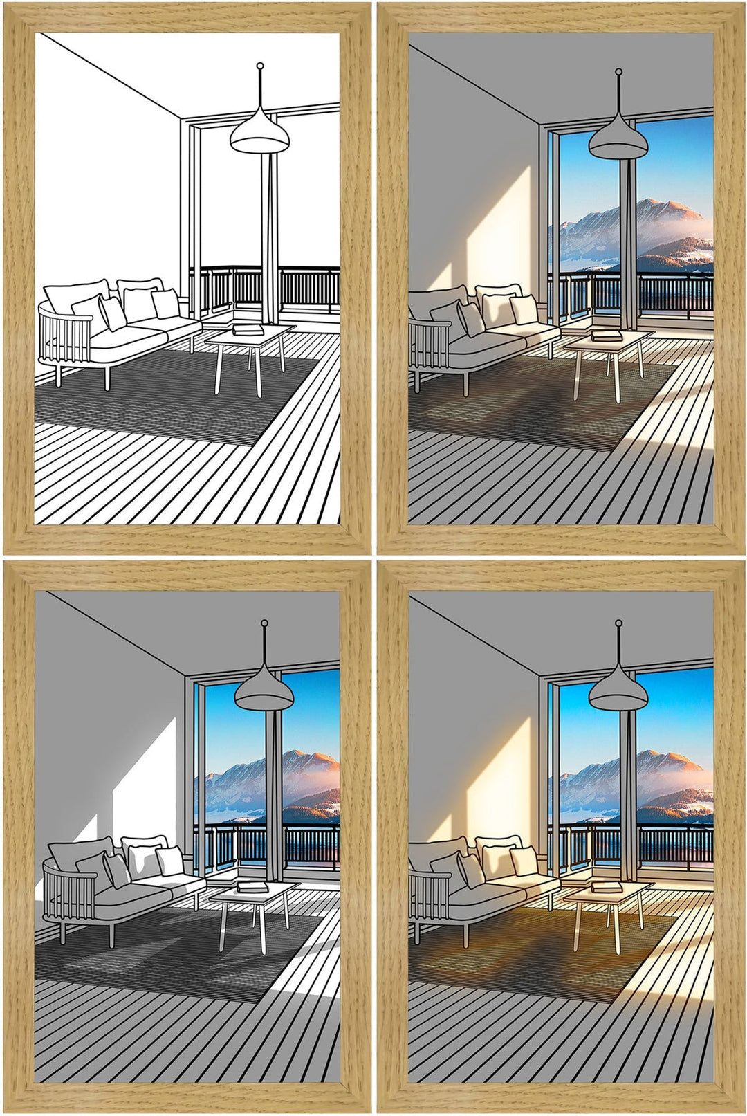 LED Leuchtrahmen | Innovativ | Dekorativ | Bezaubernd-Bergen und Flüsse-23x17cm-Luzern Mode
