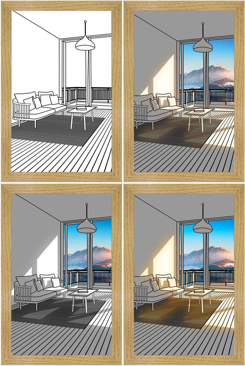 LED Leuchtrahmen | Innovativ | Dekorativ | Bezaubernd-Bergen und Flüsse-23x17cm-Luzern Mode