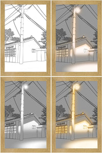 LED Leuchtrahmen | Innovativ | Dekorativ | Bezaubernd-Sonnenuntergang und Straßenbeleuchtung-23x17cm-Luzern Mode