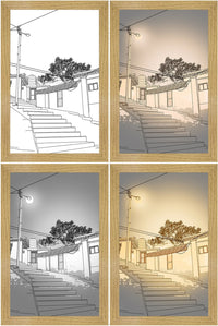 LED Leuchtrahmen | Innovativ | Dekorativ | Bezaubernd-Treppen unter Straßenbeleuchtung-23x17cm-Luzern Mode