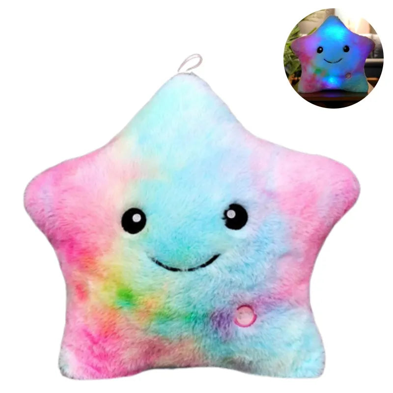 Stern-Kissen | LED-Leuchtend Timer Weich Langlebig Niedlich Farbenfroh-Regenbogen-25cm-Luzern Mode