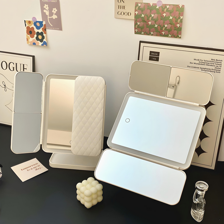 Make-up Spiegel | LED | 3-in-1 | USB-C | Wiederaufladbar | Rechteckig-Luzern Mode