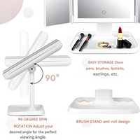 Make-up Spiegel | LED | 3-in-1 | USB-C | Wiederaufladbar | Rechteckig-Luzern Mode