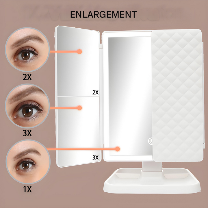 Make-up Spiegel | LED | 3-in-1 | USB-C | Wiederaufladbar | Rechteckig-Luzern Mode