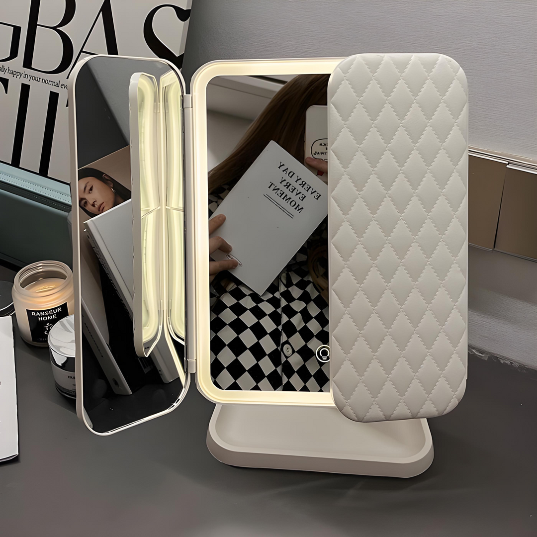 Make-up Spiegel | LED | 3-in-1 | USB-C | Wiederaufladbar | Rechteckig-Weiß-Luzern Mode