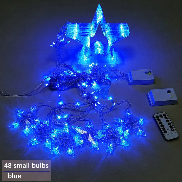 LED-Lichterkette | Sterne Stimmungsvolle Beleuchtung Langlebig Einstellbar Vielseitig-Blau-Knopfsteuerung-Luzern Mode