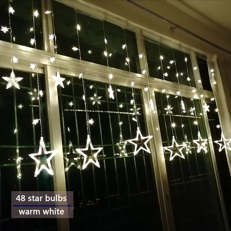 LED-Lichterkette | Sterne Stimmungsvolle Beleuchtung Langlebig Einstellbar Vielseitig-Warmweiß-Knopfsteuerung-Luzern Mode