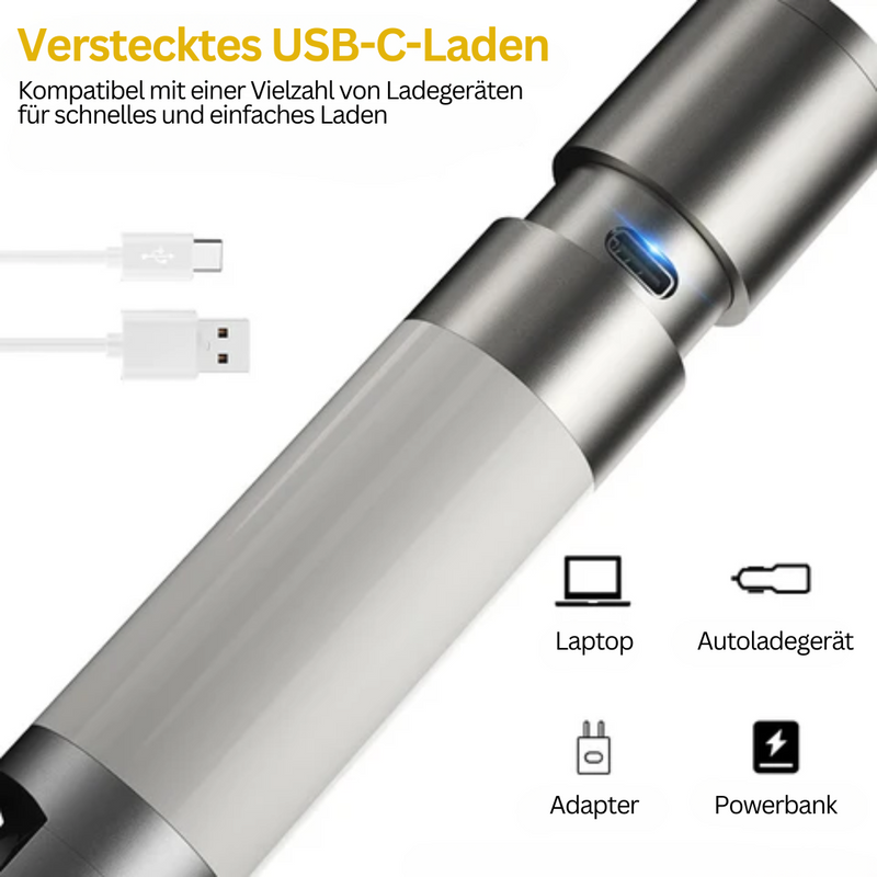 Taschenlampe | Mehrfarbig Verstellbar Hell LED Langlebig USB-C Magnet-Luzern Mode