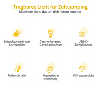 Taschenlampe | Mehrfarbig Verstellbar Hell LED Langlebig USB-C Magnet-Luzern Mode