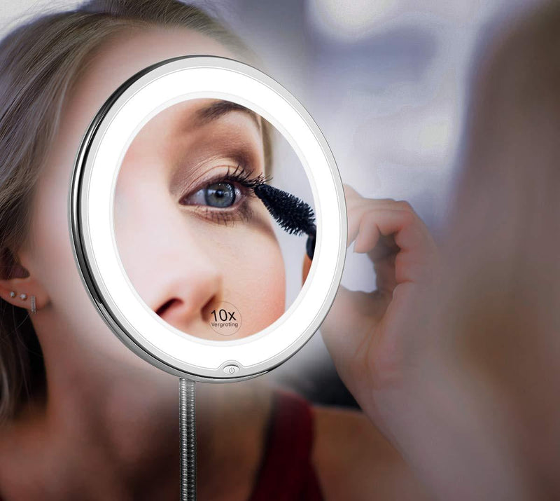 Make-Up Spiegel | LED | Beleuchtet | Saugnapf | Flexibel | 10x Vergrößerung-Luzern Mode