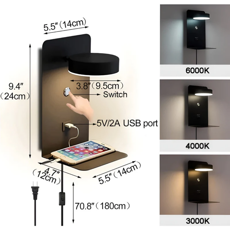 LED-Wandlampe | Wiederaufladbar Vielseitig Stilvoll Modern USB-Anschluss Energiesparend-Luzern Mode
