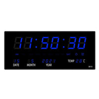 LED Wanduhr | Spiegeleffekt | Digital | Kalender | Temperatur-Blau-Luzern Mode