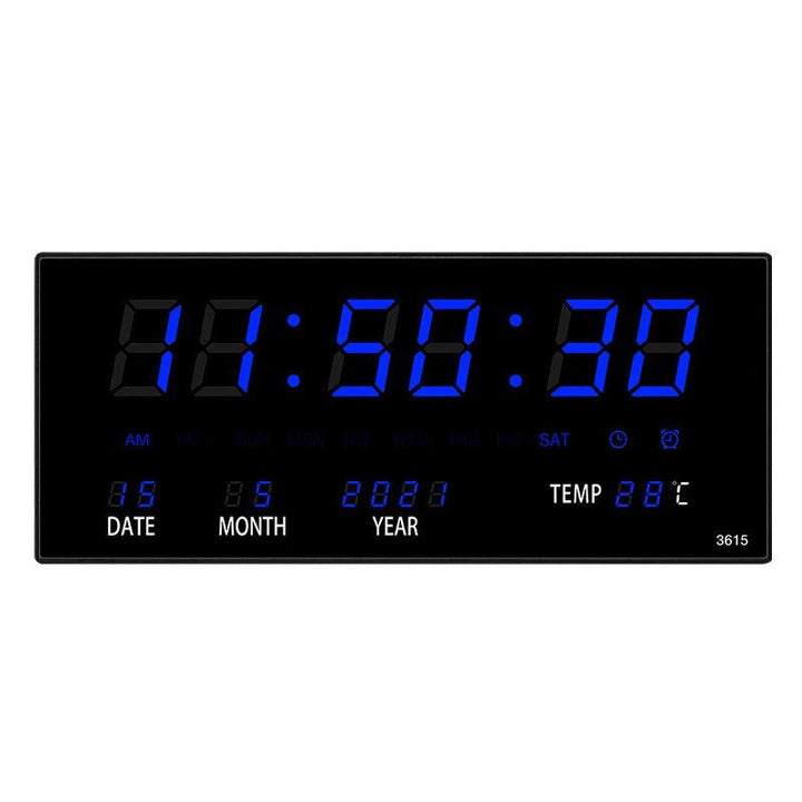 LED Wanduhr | Spiegeleffekt | Digital | Kalender | Temperatur-Blau-Luzern Mode