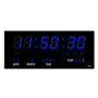 LED Wanduhr | Spiegeleffekt | Digital | Kalender | Temperatur-Blau-Luzern Mode