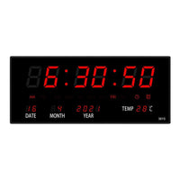 LED Wanduhr | Spiegeleffekt | Digital | Kalender | Temperatur-Rot-Luzern Mode