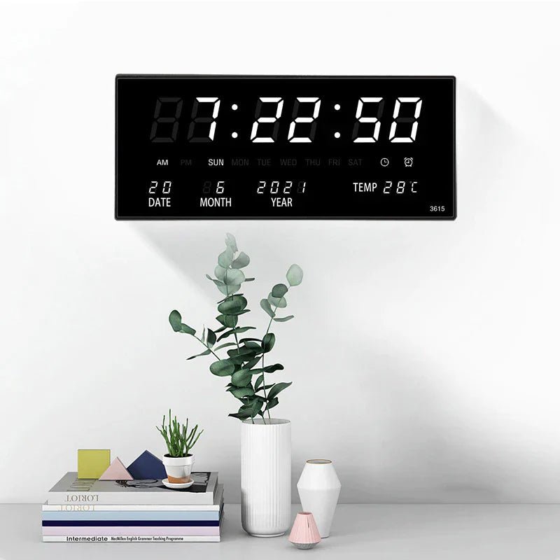 LED Wanduhr | Spiegeleffekt | Digital | Kalender | Temperatur-Luzern Mode