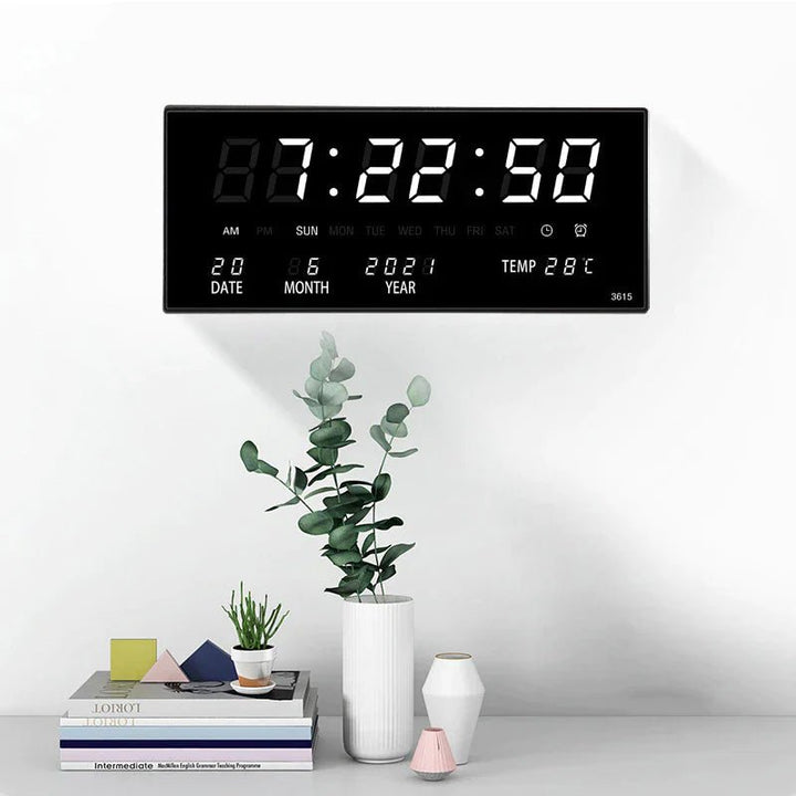 LED Wanduhr | Spiegeleffekt | Digital | Kalender | Temperatur-Luzern Mode