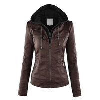 Damen Lederjacke Bikerstil mit Reißverschlusstaschen-Dunkelbraun-S-Luzern Mode