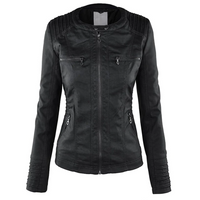 Damen Lederjacke Bikerstil mit Reißverschlusstaschen-Luzern Mode