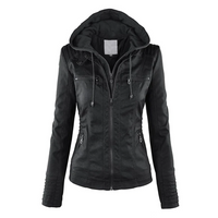 Damen Lederjacke Bikerstil mit Reißverschlusstaschen-Schwarz-S-Luzern Mode
