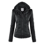 Damen Lederjacke Bikerstil mit Reißverschlusstaschen-Schwarz-S-Luzern Mode
