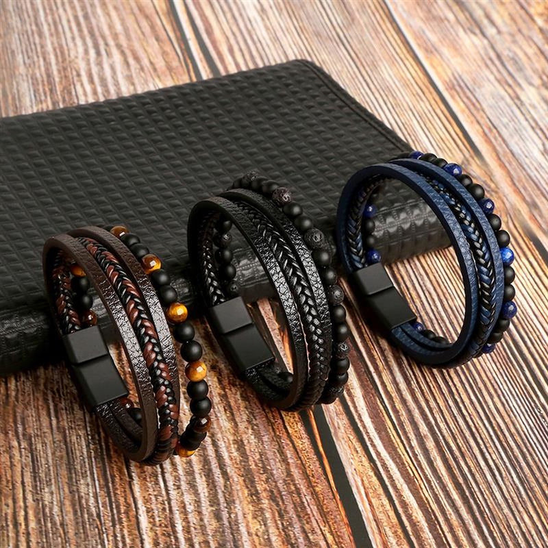 Herren-Armbandset | Leder Stilvoll Vielseitig Langlebig Robust Modern-Luzern Mode