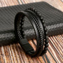 Herren-Armbandset | Leder Stilvoll Vielseitig Langlebig Robust Modern-M (19cm)-Schwarz-Luzern Mode
