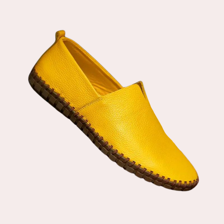 Herren Leder Slipper - Bequeme Freizeitschuhe für Alltag-Gelb-40-Luzern Mode