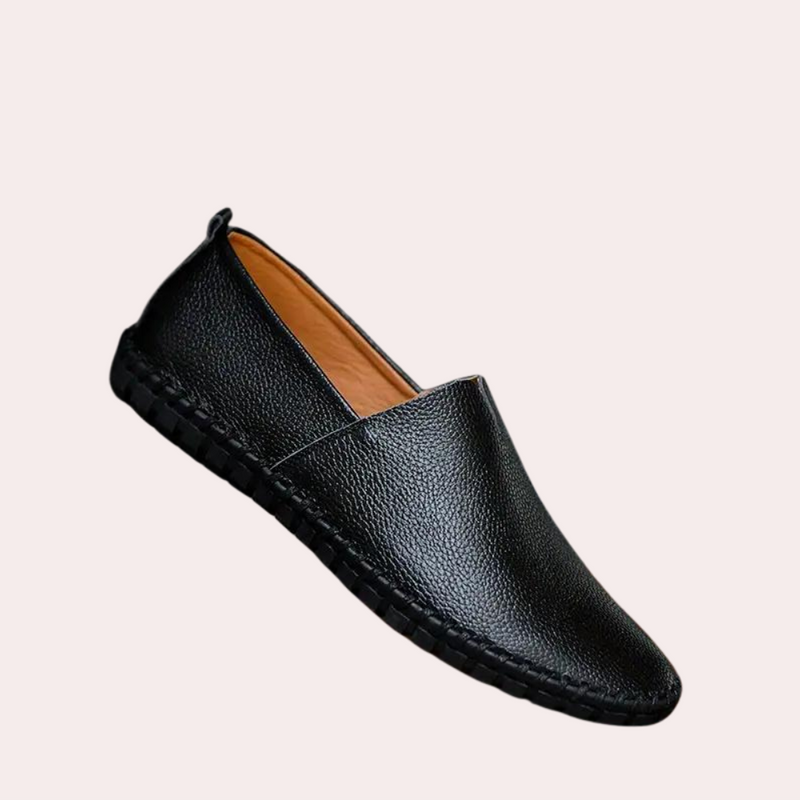 Herren Leder Slipper - Bequeme Freizeitschuhe für Alltag-Schwarz-40-Luzern Mode