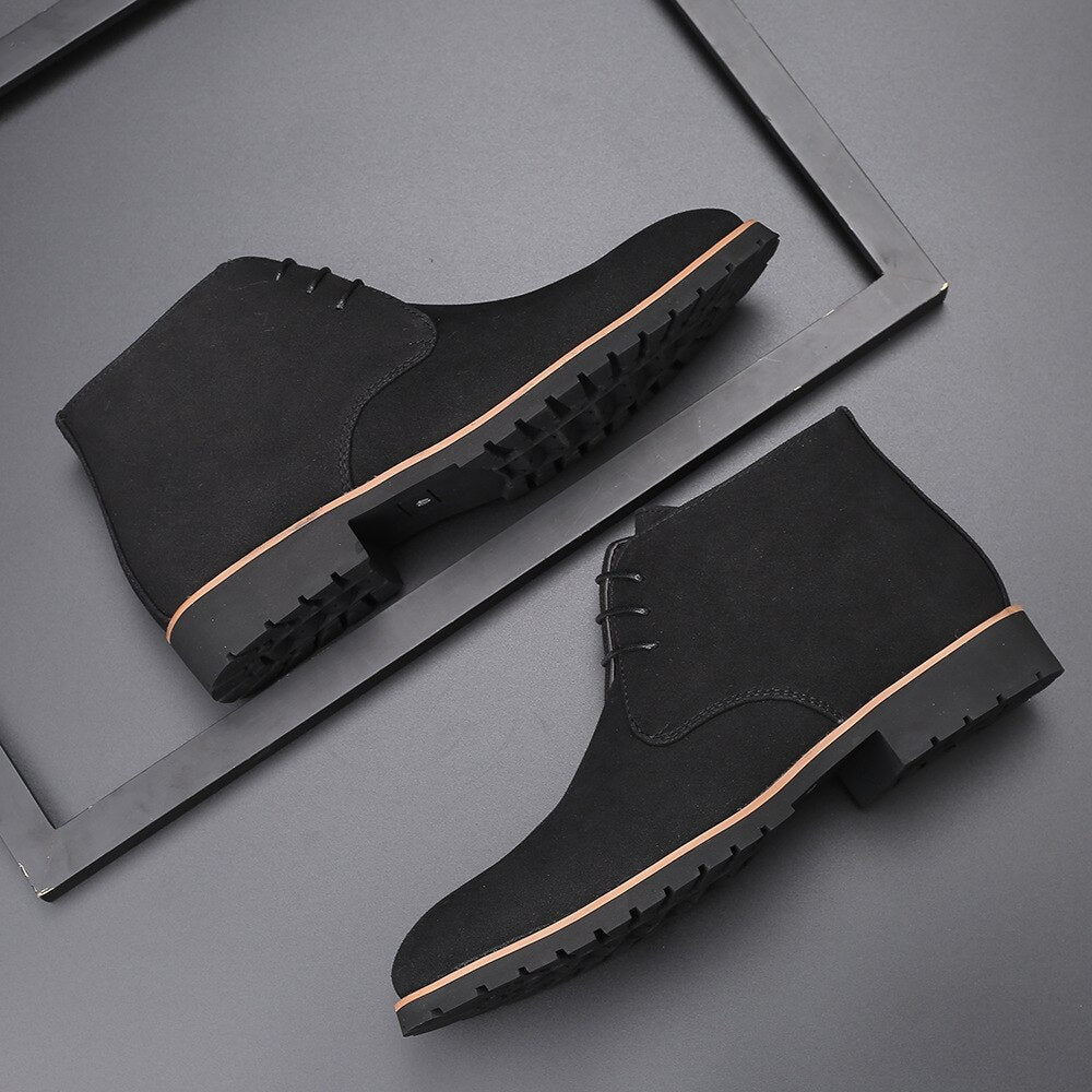 Herren Chelsea Stiefel aus Wildleder für Herbst/Winter-Schwarz-38-Luzern Mode
