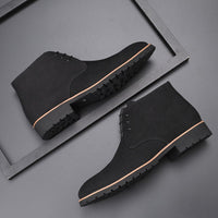 Herren Chelsea Stiefel aus Wildleder für Herbst/Winter-Schwarz-38-Luzern Mode