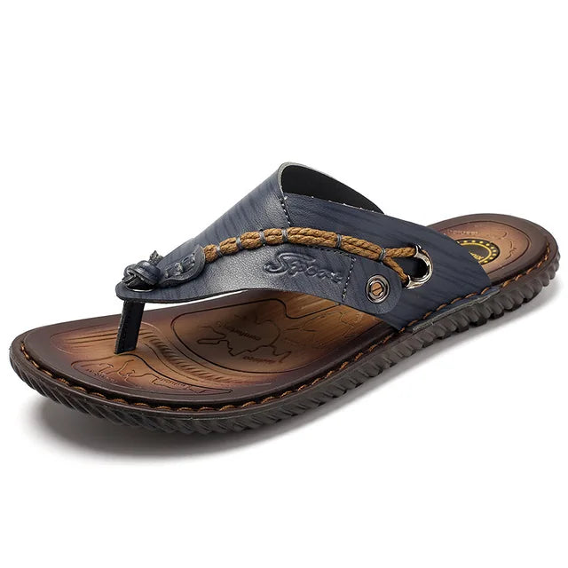 Herren Sandalen Sommer Outdoor Strand Handgefertigt Schuhe-Grau-38-Luzern Mode
