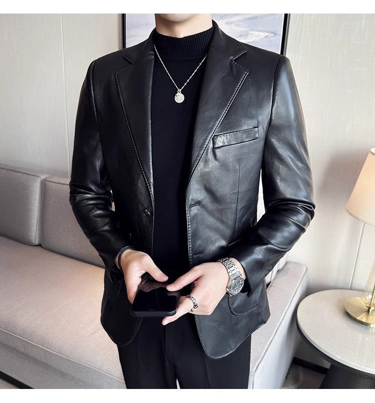 Herren Lederjacke Business Casual – Eleganter Look-Schwarz-XS-Luzern Mode