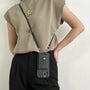 Crossbody Handyhülle Leder mit Kartenfach für Damen-Schwarz-iPhone 12-Luzern Mode