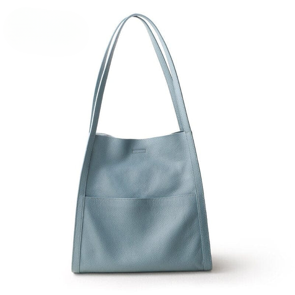 Luxuriöse Damen Lederhandtasche mit großem Stauraum-Hellblau-Luzern Mode