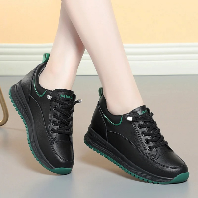 Damen Sneaker mit Komfortsohle für Alltag und Sport-Schwarz-35-Luzern Mode