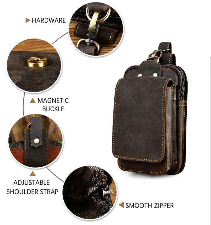 Hochwertige Leder Gürteltasche für Handy und Zubehör-Luzern Mode