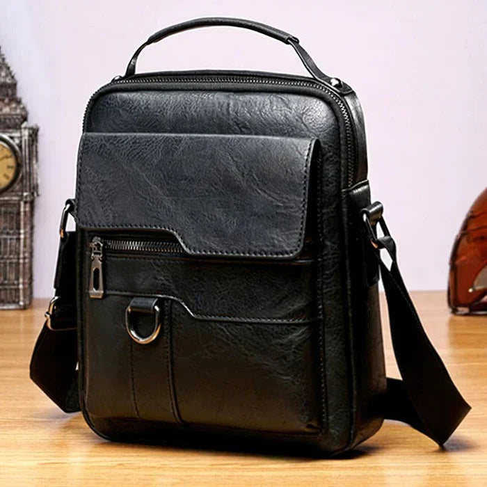 Hochwertige Leder Schultertasche für Herren - Modern & Stilvoll-Schwarz-Luzern Mode