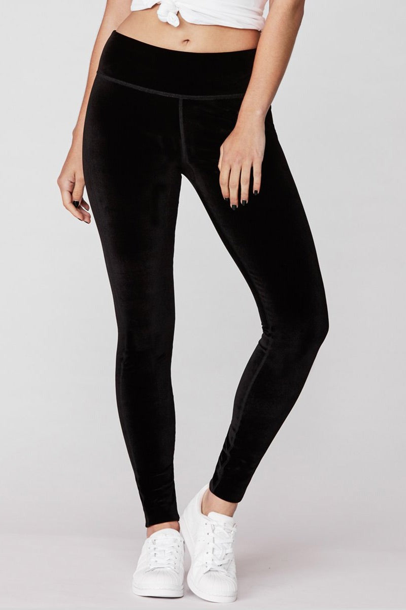 Damen Samt-Leggings mit hohem Bund für Fitness und Alltag-XS-Luzern Mode