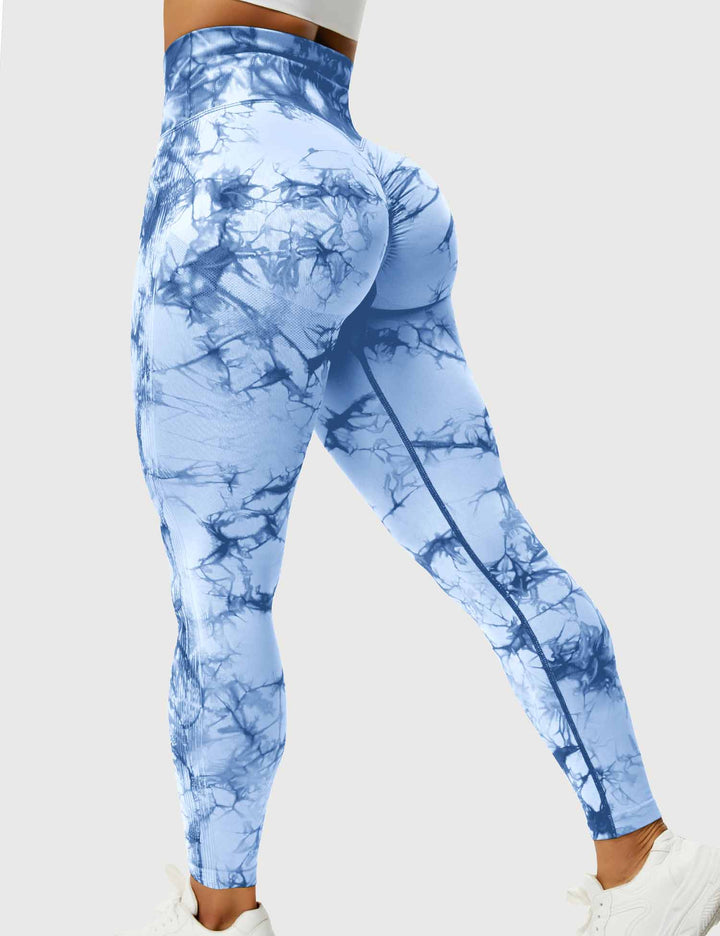 Damen Leggings mit Hohem Bund und Modernem Muster-Hellblau-S-Luzern Mode