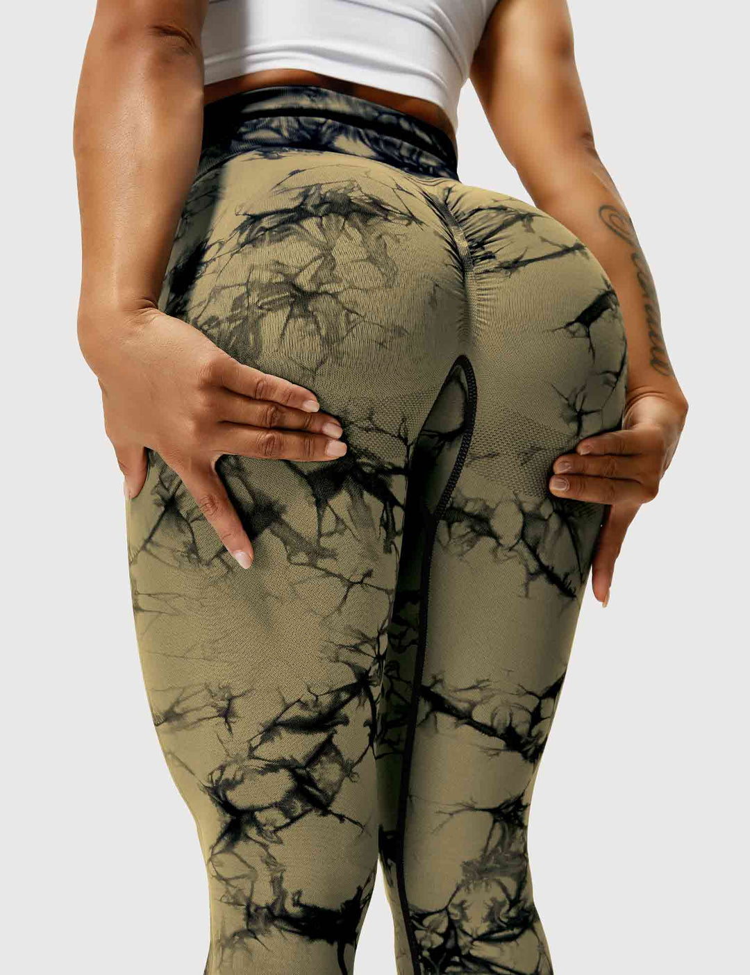 Damen Leggings mit Hohem Bund und Modernem Muster-Luzern Mode