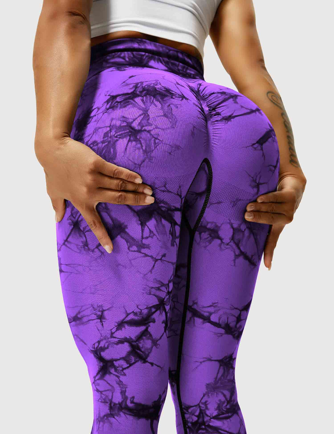 Damen Leggings mit Hohem Bund und Modernem Muster-Luzern Mode