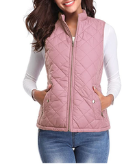 Damen Steppweste mit Reißverschluss und Taschen-Rosa-S-Luzern Mode