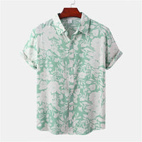 Tropenhemd Herren | Blumenmuster | leicht | atmungsaktiv | locker geschnitten | bunt-Grün-Weiß-S-Luzern Mode
